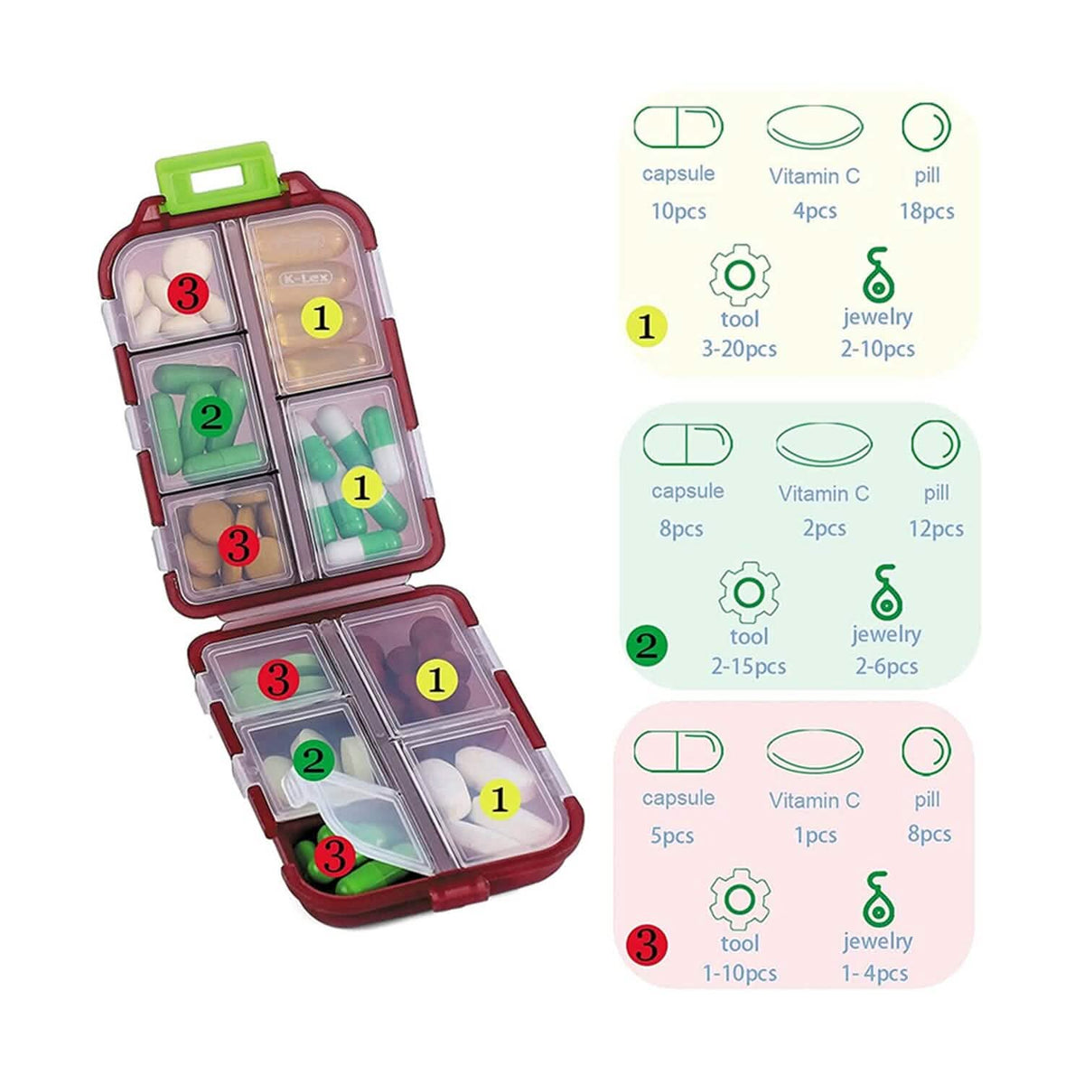 2-Pack: Portable Weekly Travel Pill Organizer Case Health & Wellness - Tophatter Daily Deals