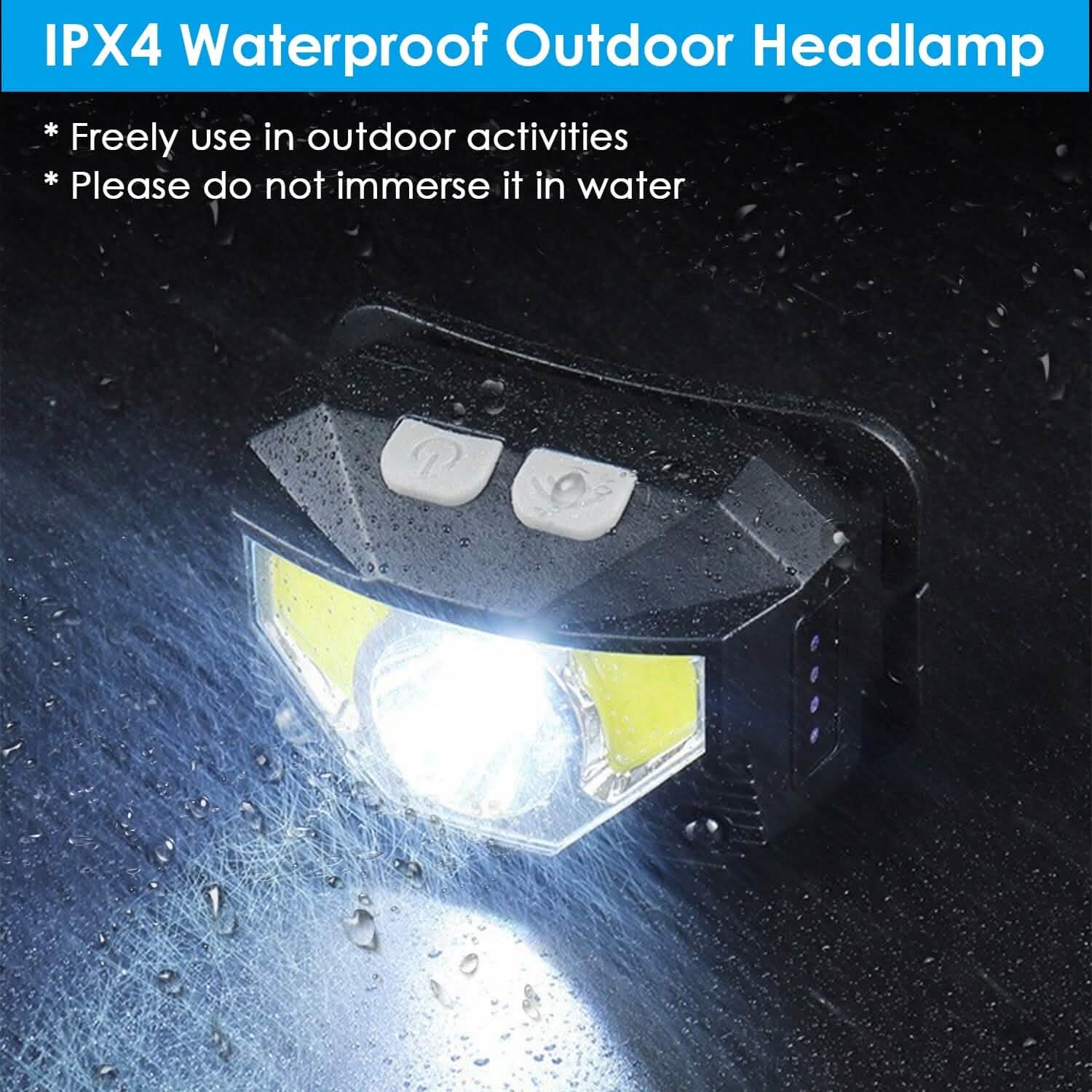 2-Pack: Rechargeable Motion Sensor Headlamp 6 Light Modes Headlight Outdoor Recreation - Tophatter Daily Deals
