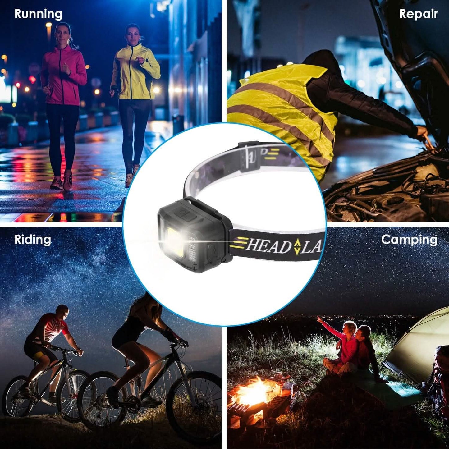 2-Pack: Rechargeable Motion Sensor Headlamp 6 Light Modes Outdoor Recreation - Tophatter Daily Deals