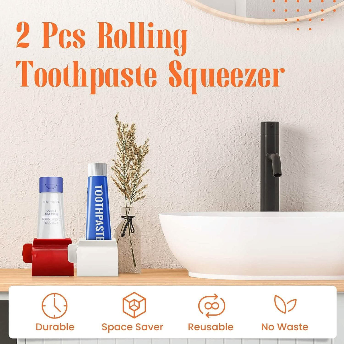 2-Pack: Rolling Tube Toothpaste Squeezer Dispenser Bath - Tophatter Daily Deals