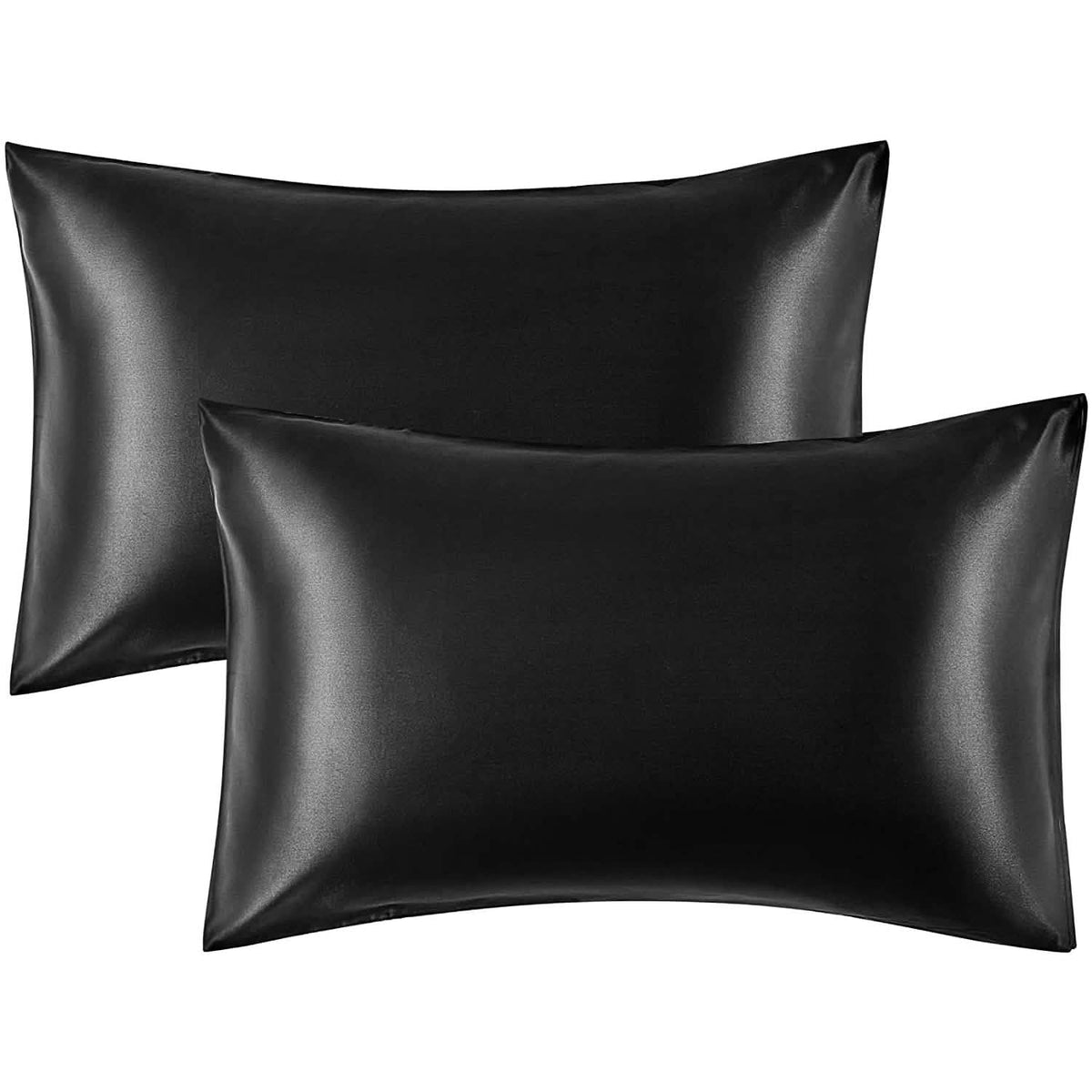 2-Pack: Satin Pillowcases with Envelope Closure Black Bedding - Tophatter Daily Deals