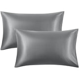 2-Pack: Satin Pillowcases with Envelope Closure Dark Gray Bedding - Tophatter Daily Deals