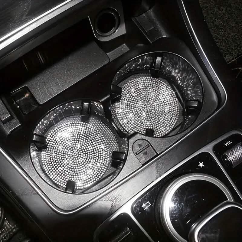 2-Pack: Shimmering Diamond Car Cup Mats Automotive - Tophatter Daily Deals