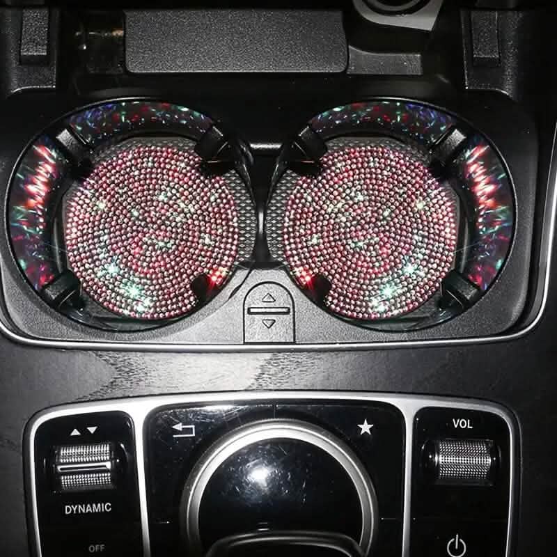 2-Pack: Shimmering Diamond Car Cup Mats Multicolor Automotive - Tophatter Daily Deals