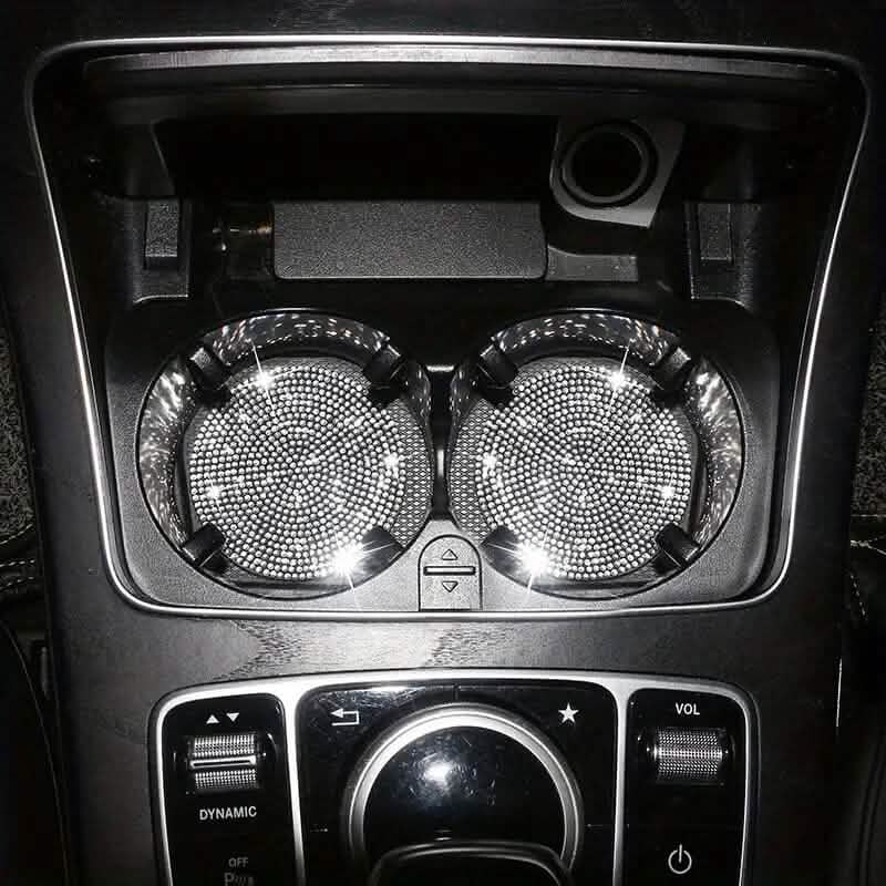 2-Pack: Shimmering Diamond Car Cup Mats White Automotive - Tophatter Daily Deals