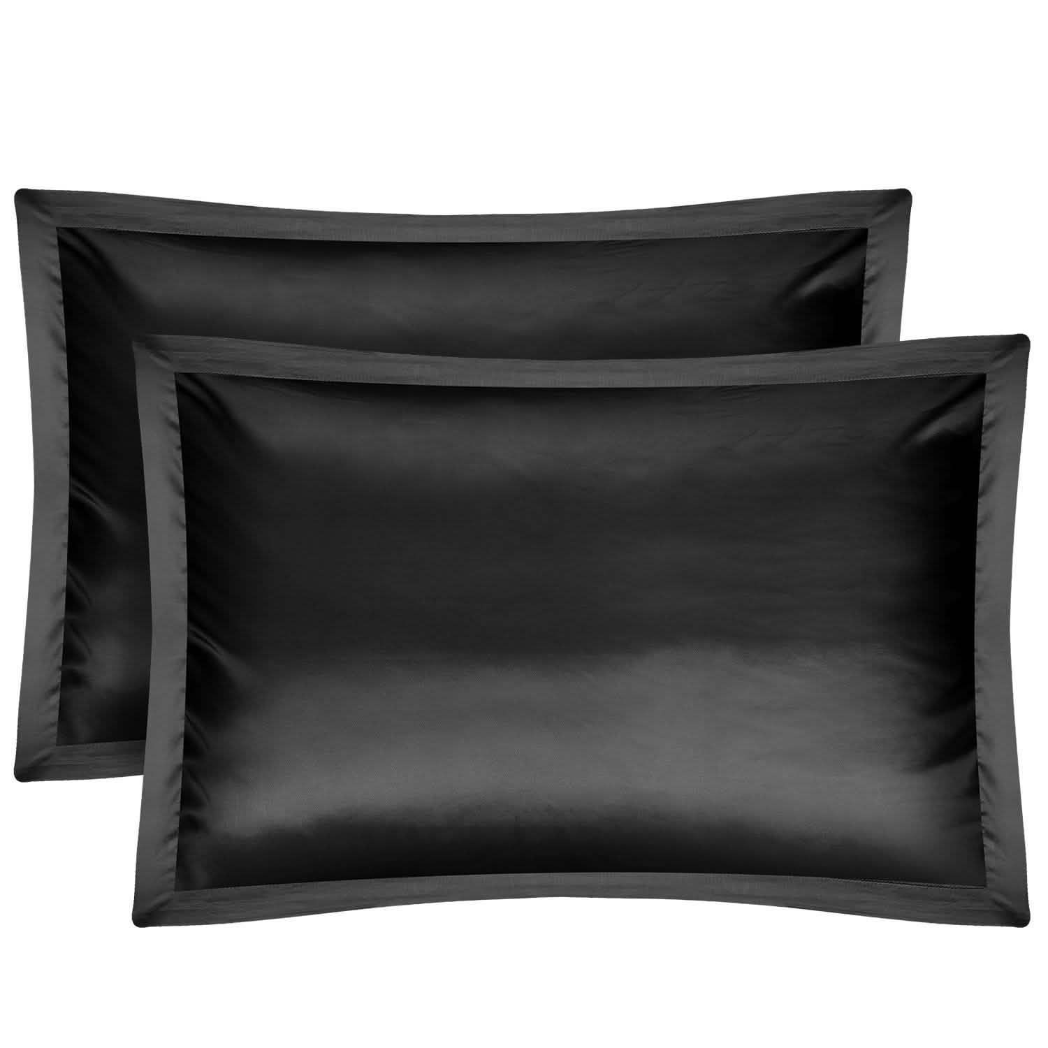 2-Pack: Soft Silky Satin Pillow Case Black Bedding - Tophatter Daily Deals