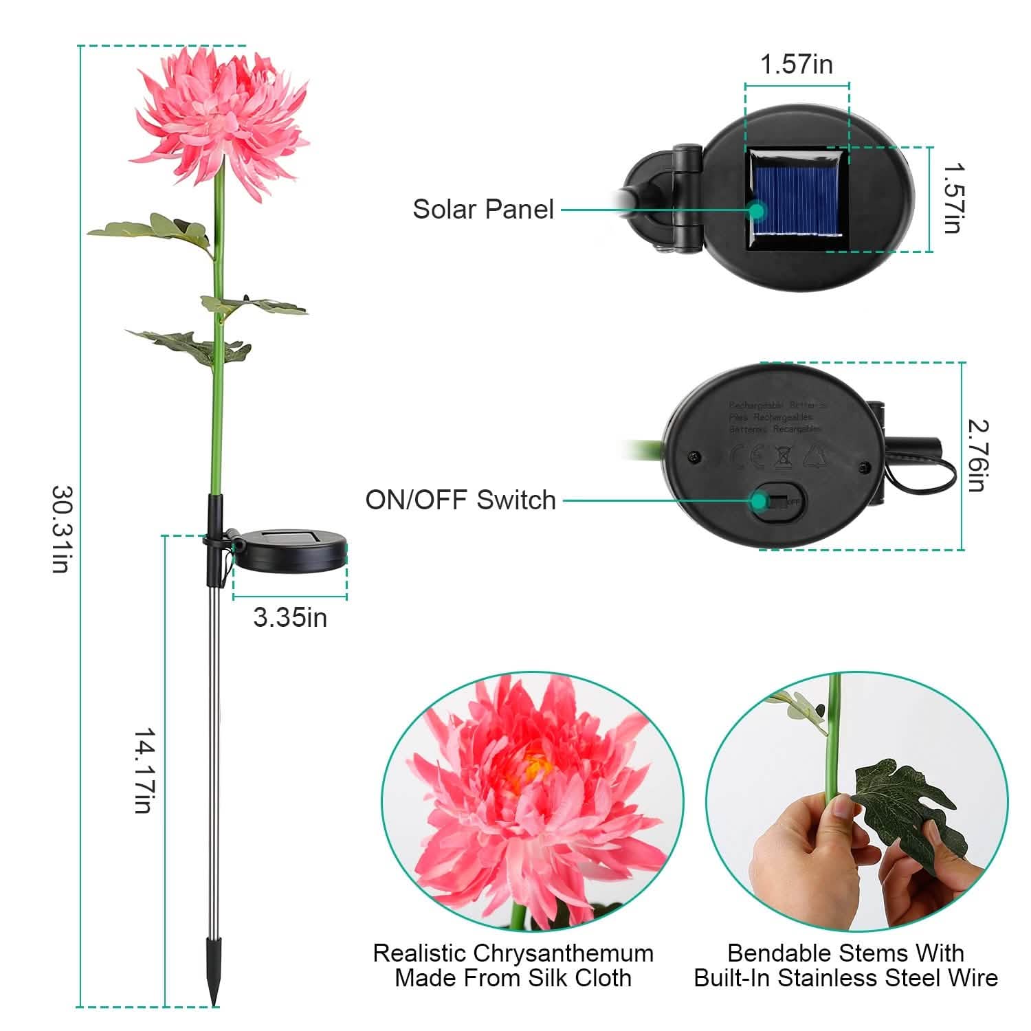 2-Pack: Solar LED Chrysanthemum Lights Outdoor Lighting - Tophatter Daily Deals