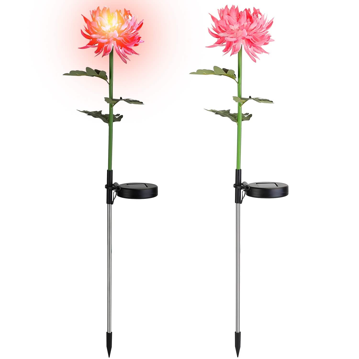 2-Pack: Solar LED Chrysanthemum Lights Outdoor Lighting - Tophatter Daily Deals