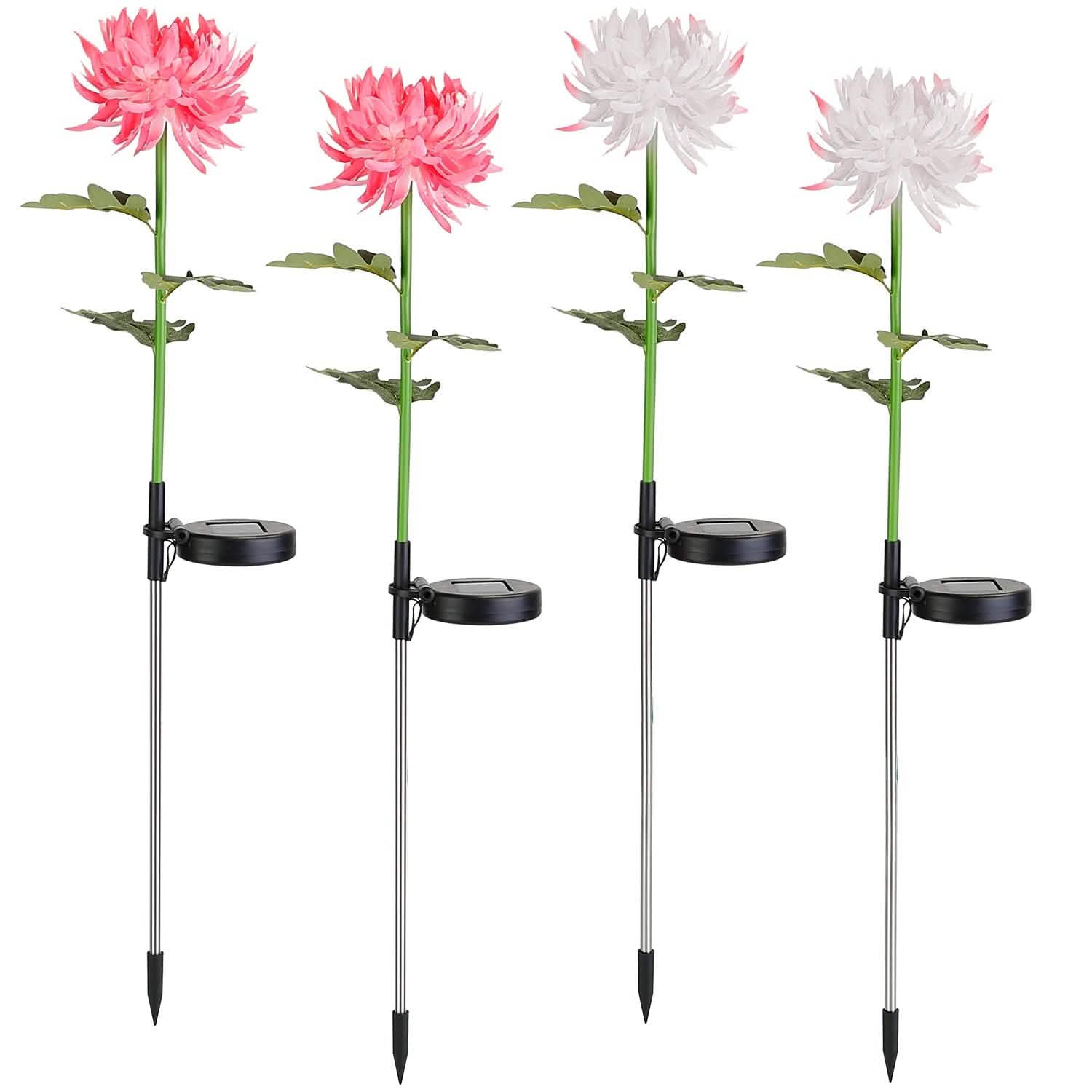2-Pack: Solar LED Chrysanthemum Lights Outdoor Lighting - Tophatter Daily Deals