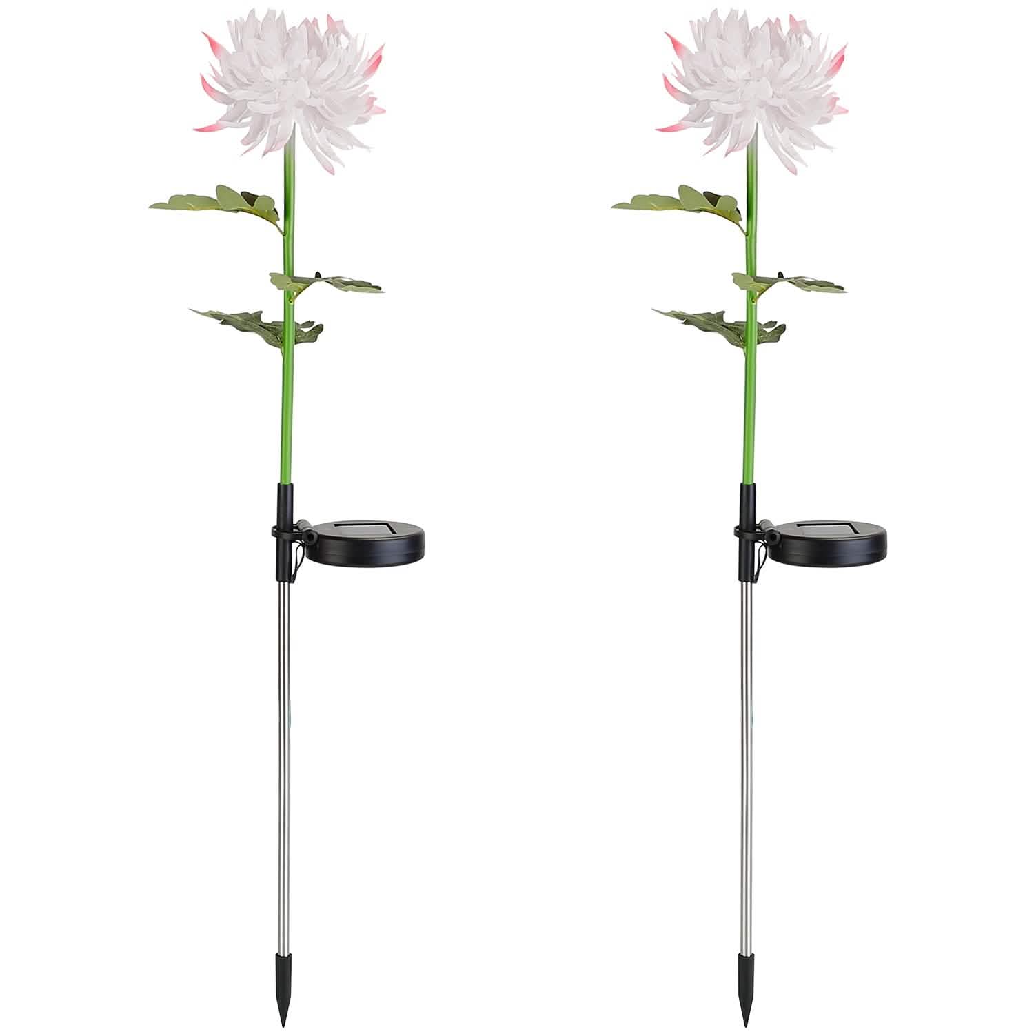 2-Pack: Solar LED Chrysanthemum Lights Outdoor Lighting - Tophatter Daily Deals