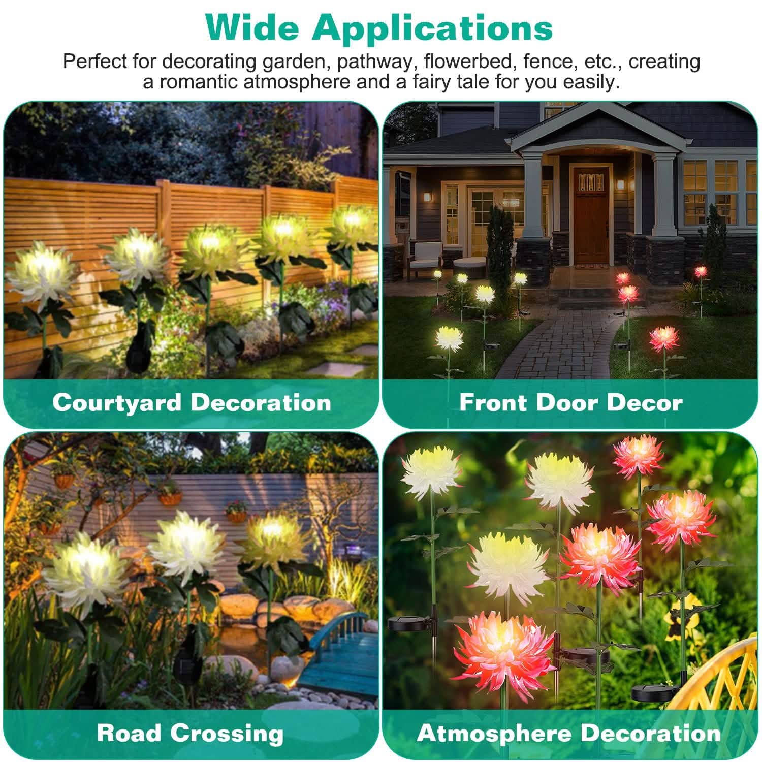 2-Pack: Solar LED Chrysanthemum Lights Outdoor Lighting - Tophatter Daily Deals