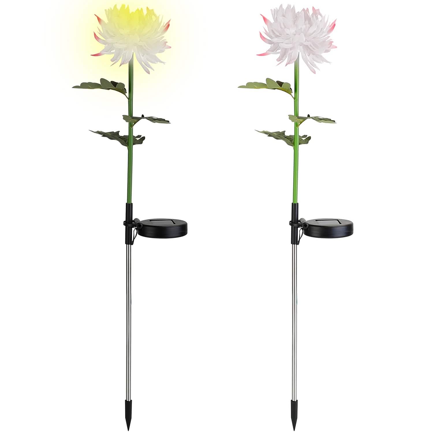 2-Pack: Solar LED Chrysanthemum Lights Outdoor Lighting - Tophatter Daily Deals