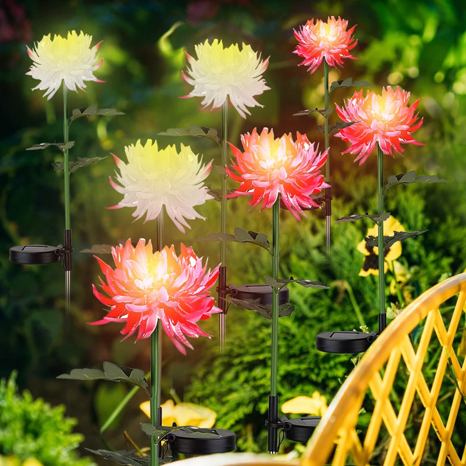 2-Pack: Solar LED Chrysanthemum Lights Outdoor Lighting - Tophatter Daily Deals