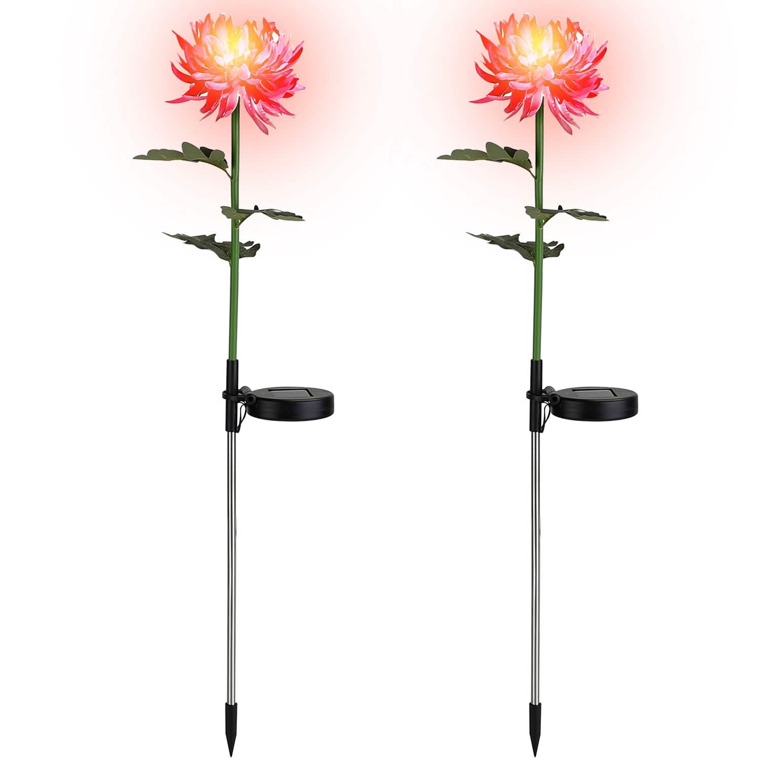 2-Pack: Solar LED Chrysanthemum Lights Pink Outdoor Lighting - Tophatter Daily Deals