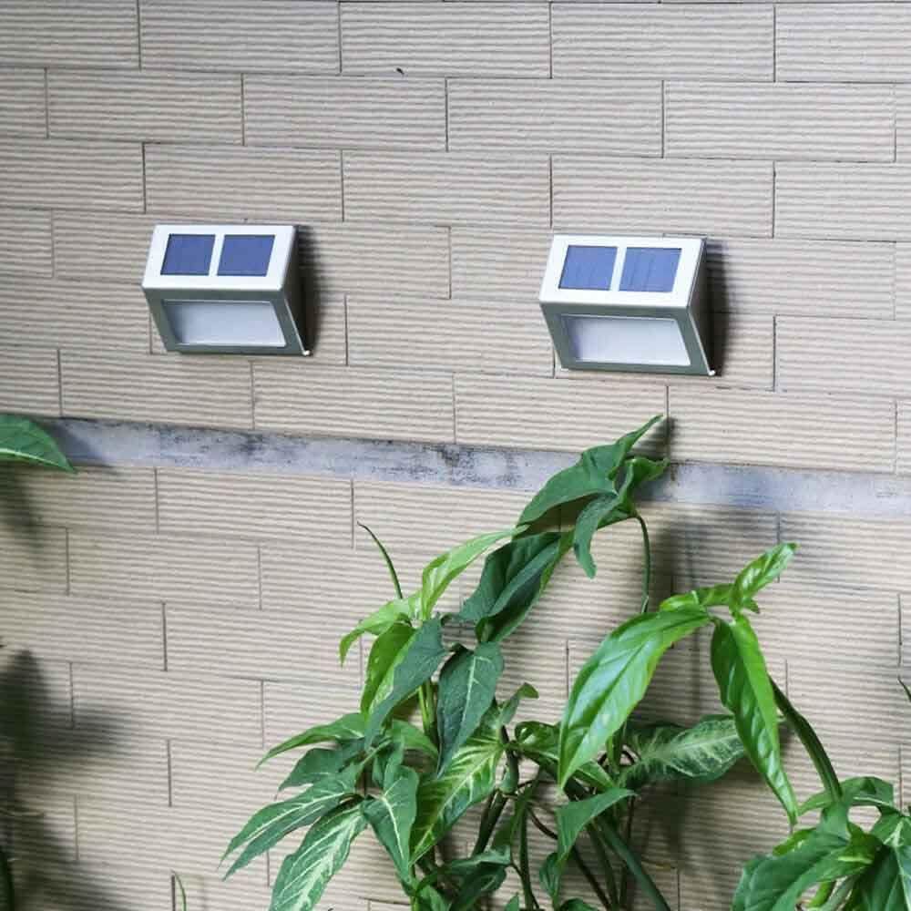 2 Pack: Solar Light 2 LEDs Wall Lamp Waterproof Security Light Outdoor Lighting - Tophatter Daily Deals