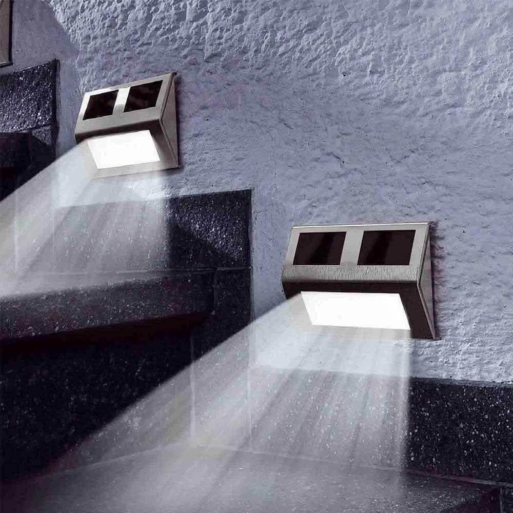 2 Pack: Solar Light 2 LEDs Wall Lamp Waterproof Security Light Outdoor Lighting - Tophatter Daily Deals