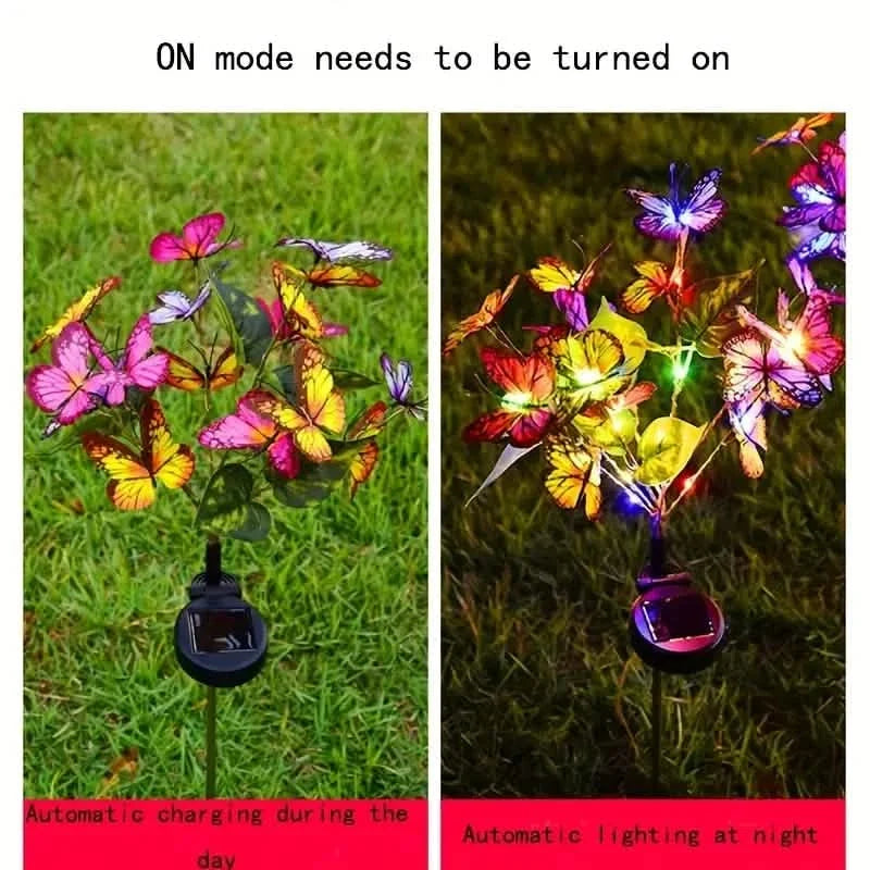 2-Pack: Solar-Powered Butterfly Flower Lamp Outdoor Lighting - Tophatter Daily Deals