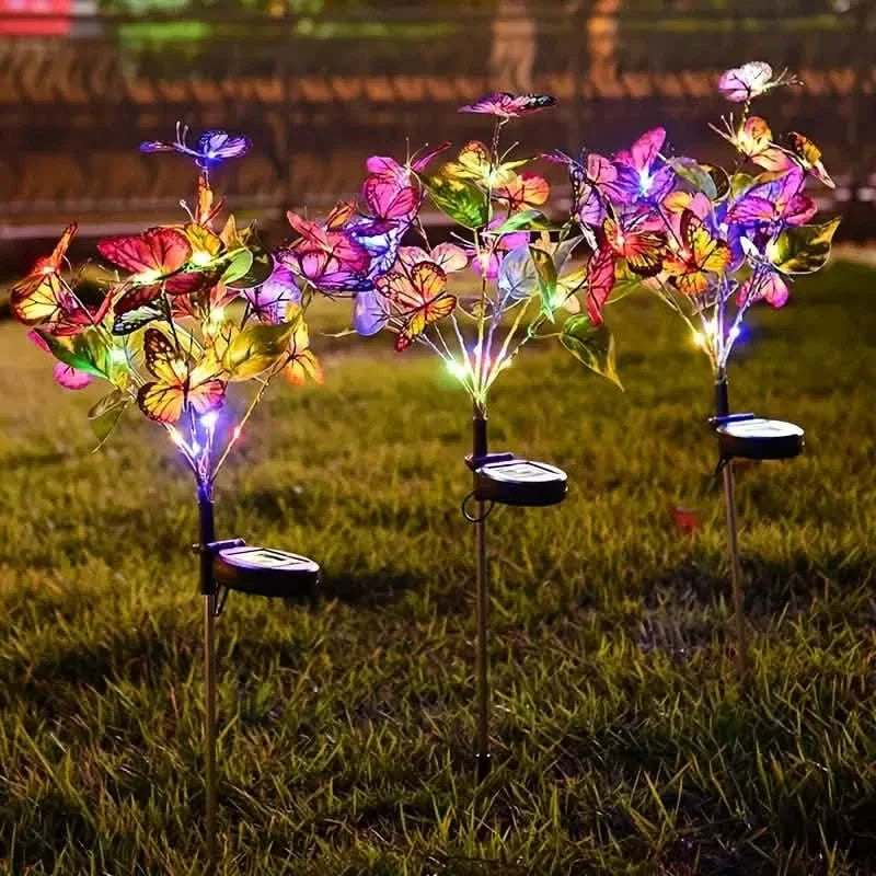 2-Pack: Solar-Powered Butterfly Flower Lamp Outdoor Lighting - Tophatter Daily Deals