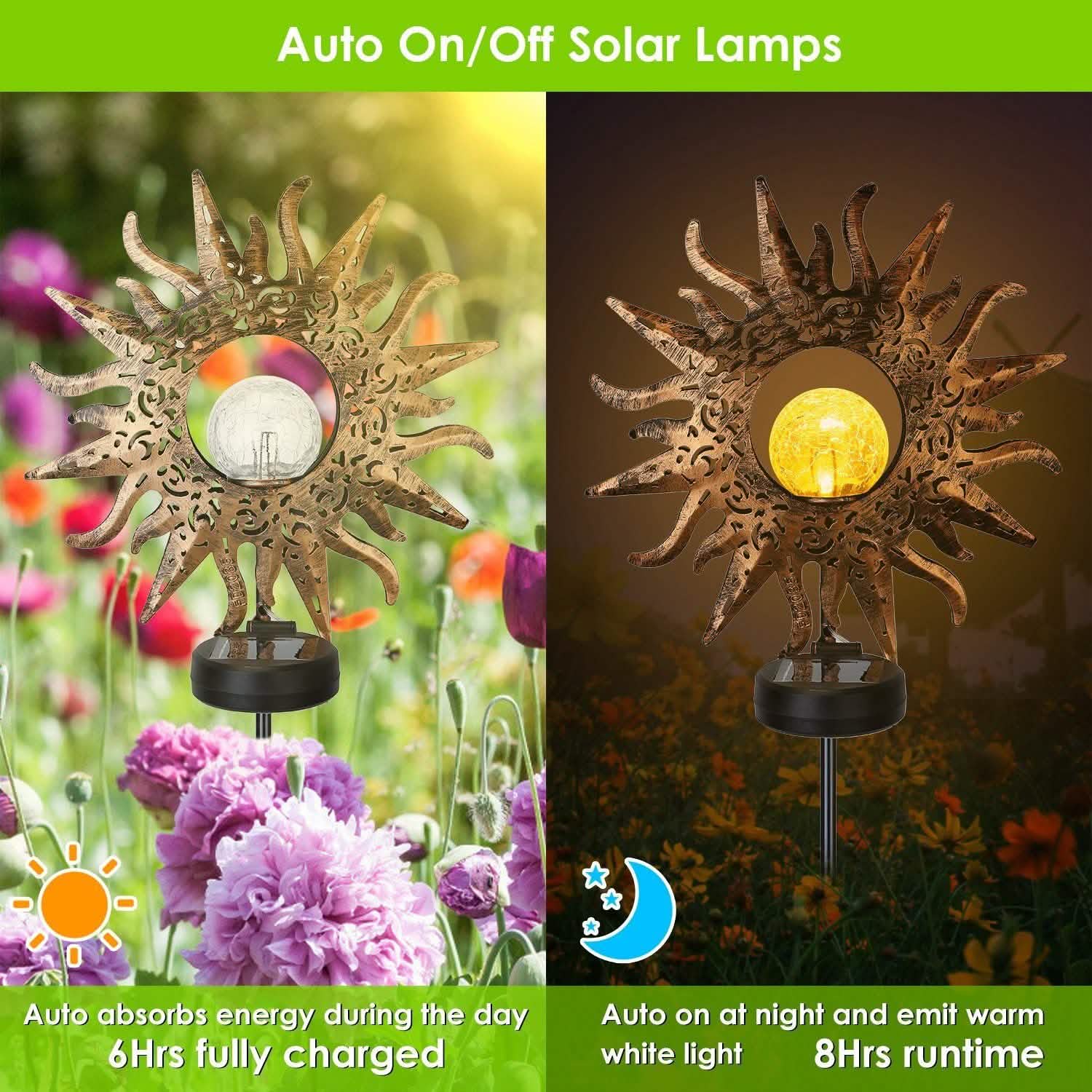 2-Pack: Solar Powered Glass Globe Stake Lamp Outdoor Lighting - Tophatter Daily Deals