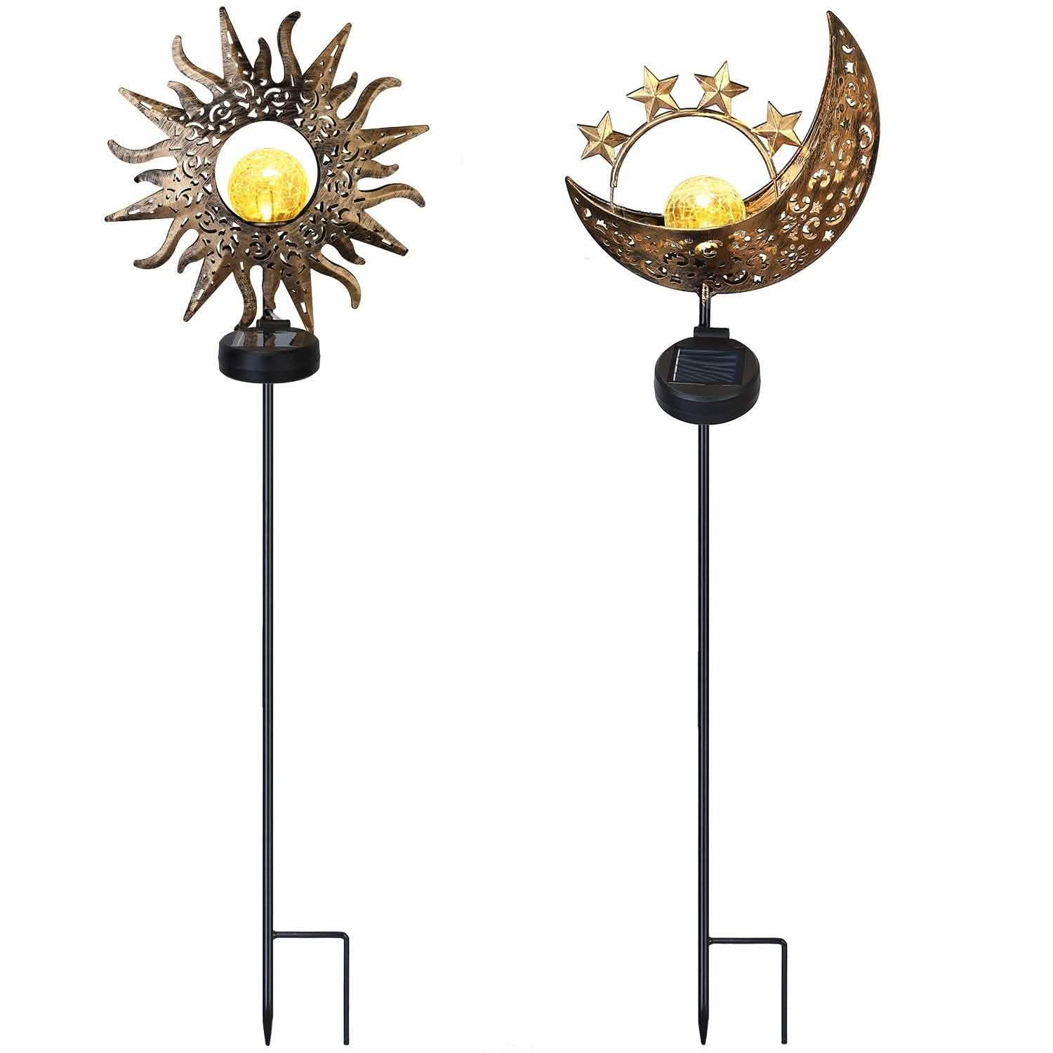 2-Pack: Solar Powered Glass Globe Stake Lamp Outdoor Lighting - Tophatter Daily Deals
