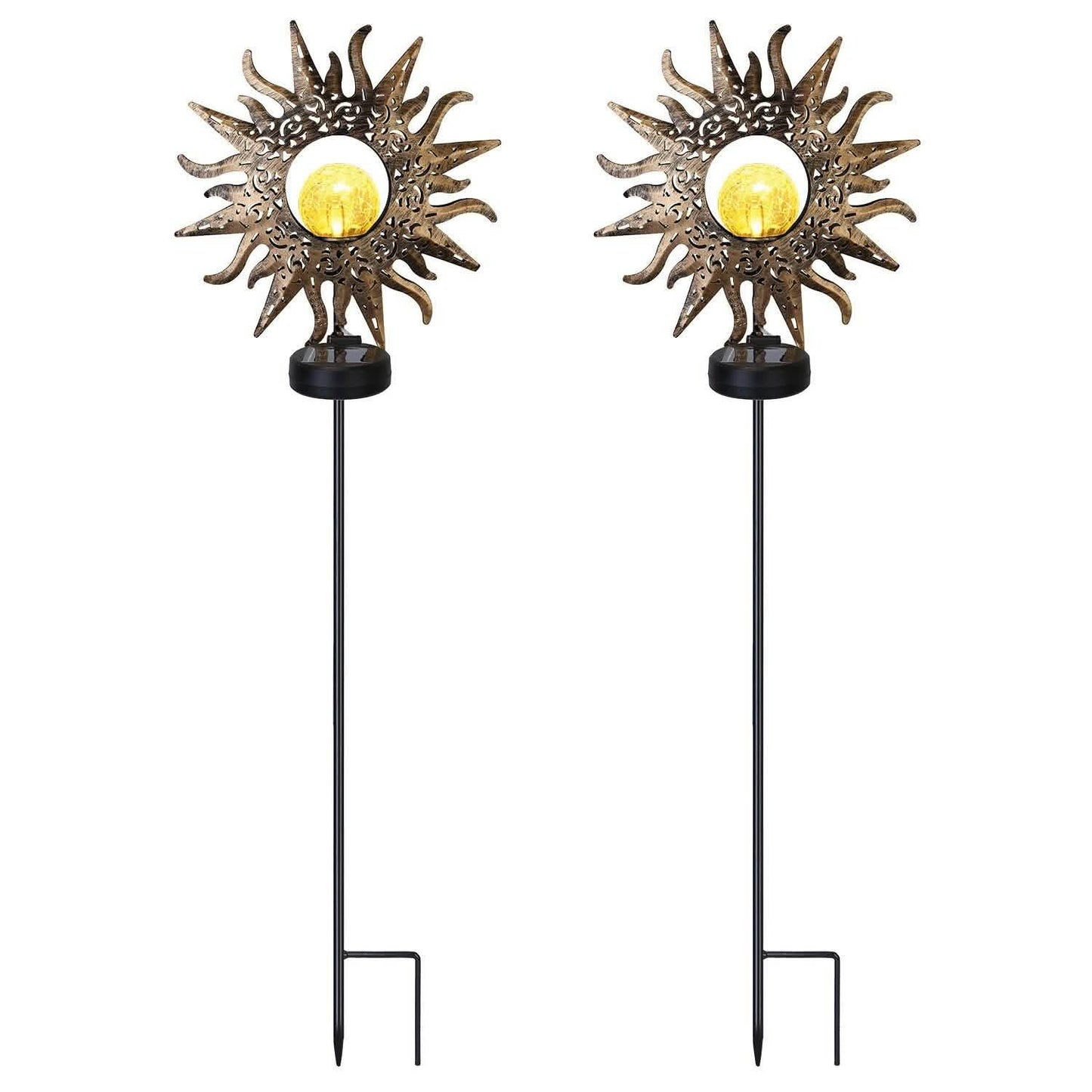 2-Pack: Solar Powered Glass Globe Stake Lamp Outdoor Lighting - Tophatter Daily Deals