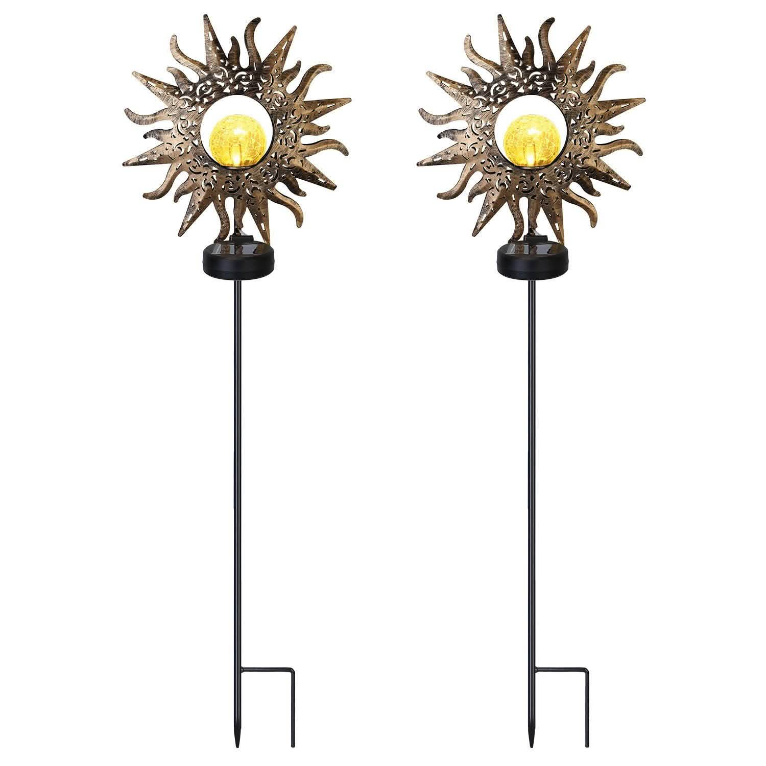 2-Pack: Solar Powered Glass Globe Stake Lamp Outdoor Lighting - Tophatter Daily Deals