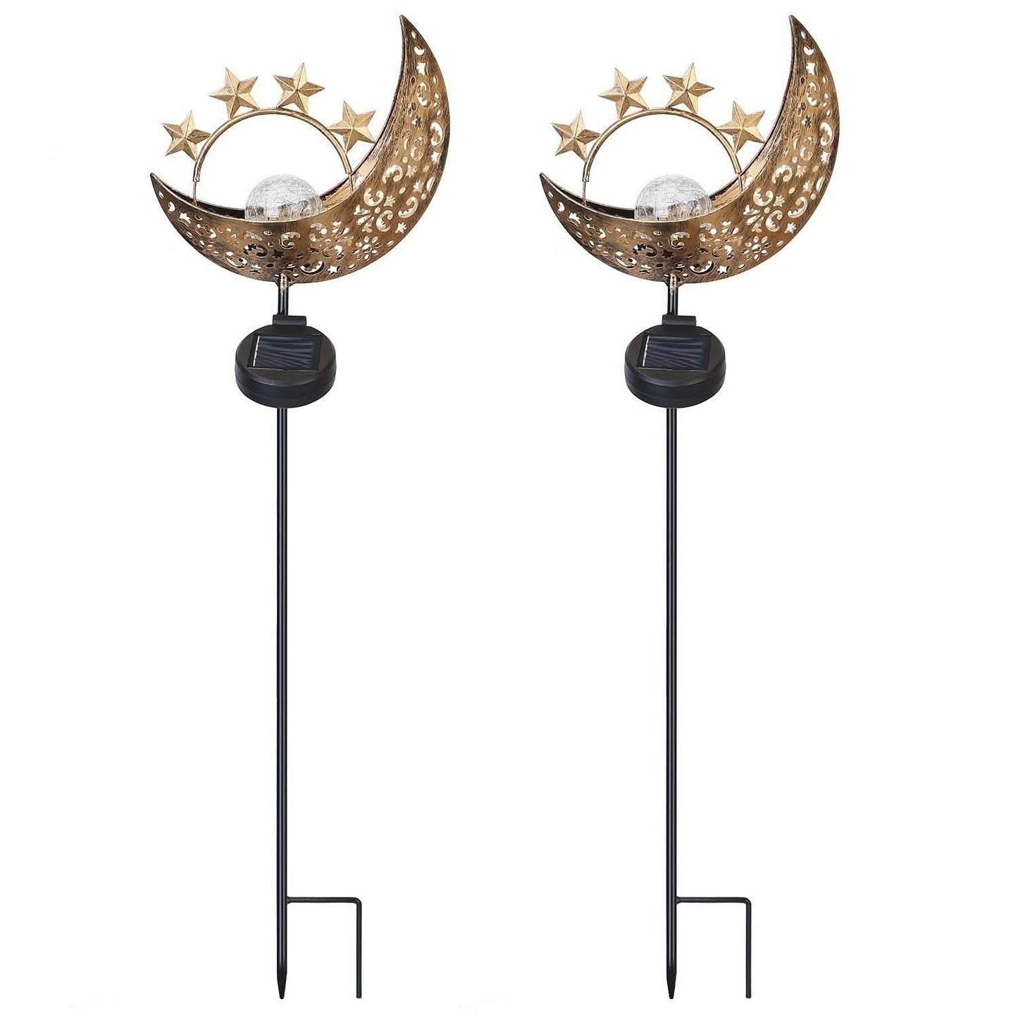 2-Pack: Solar Powered Glass Globe Stake Lamp Moon Outdoor Lighting - Tophatter Daily Deals