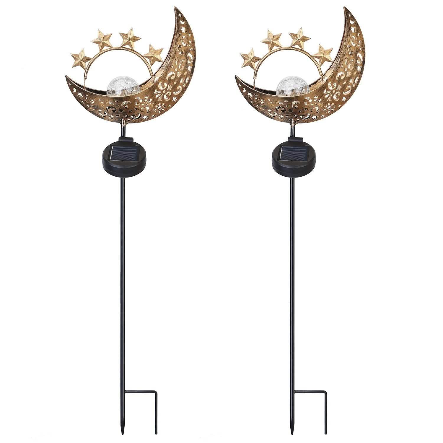 2-Pack: Solar Powered Glass Globe Stake Lamp Moon Outdoor Lighting - Tophatter Daily Deals