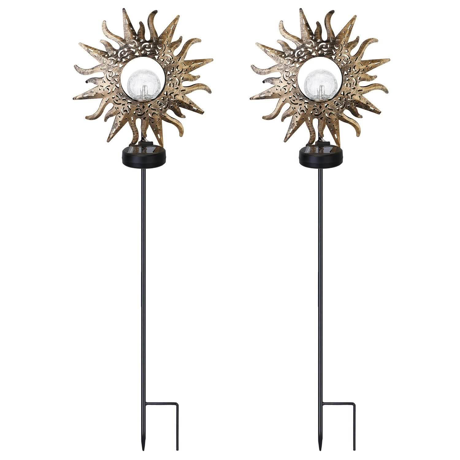2-Pack: Solar Powered Glass Globe Stake Lamp Sun Outdoor Lighting - Tophatter Daily Deals