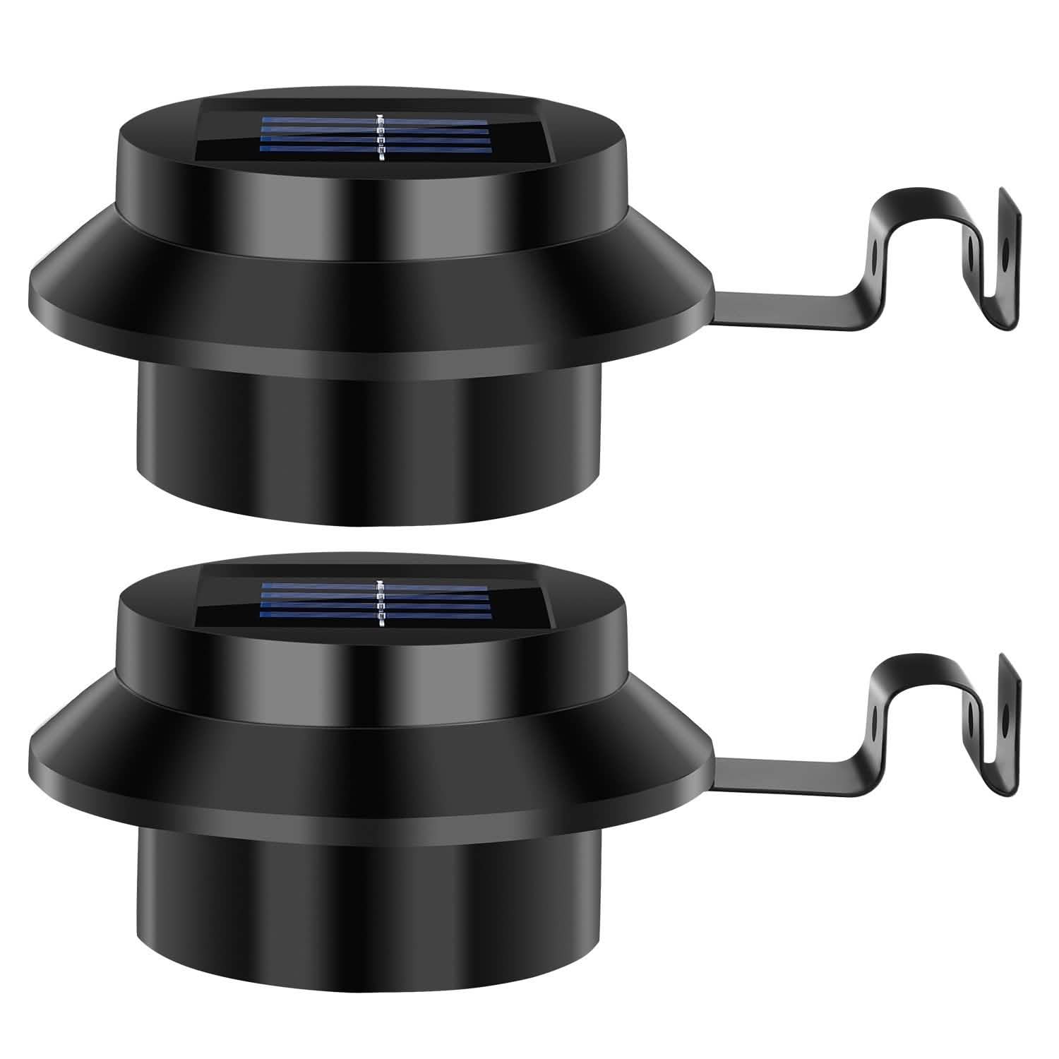 2-Pack: Solar Powered Gutter Lights Black Outdoor Lighting - Tophatter Daily Deals