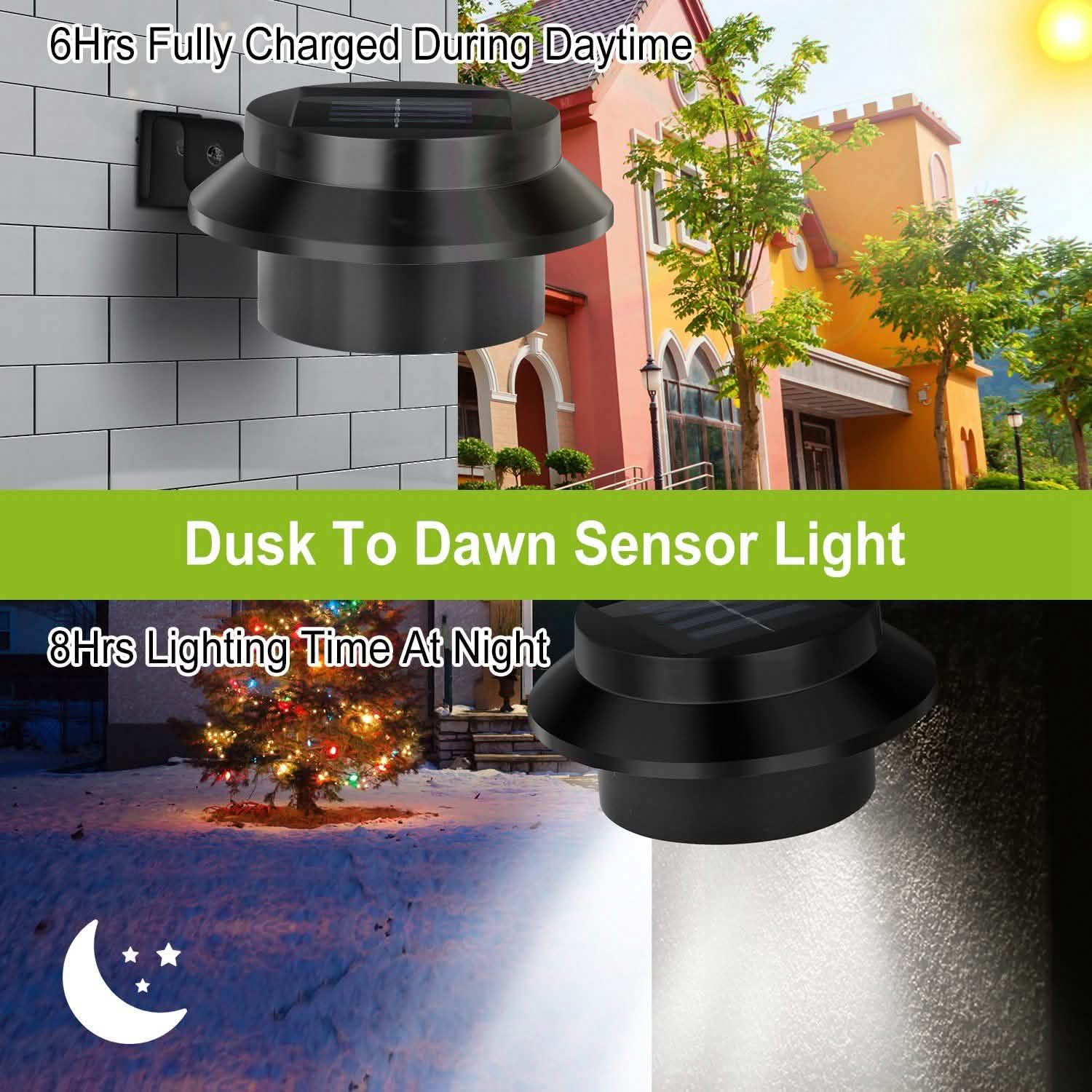 2-Pack: Solar Powered Gutter Lights Outdoor Lighting - Tophatter Daily Deals