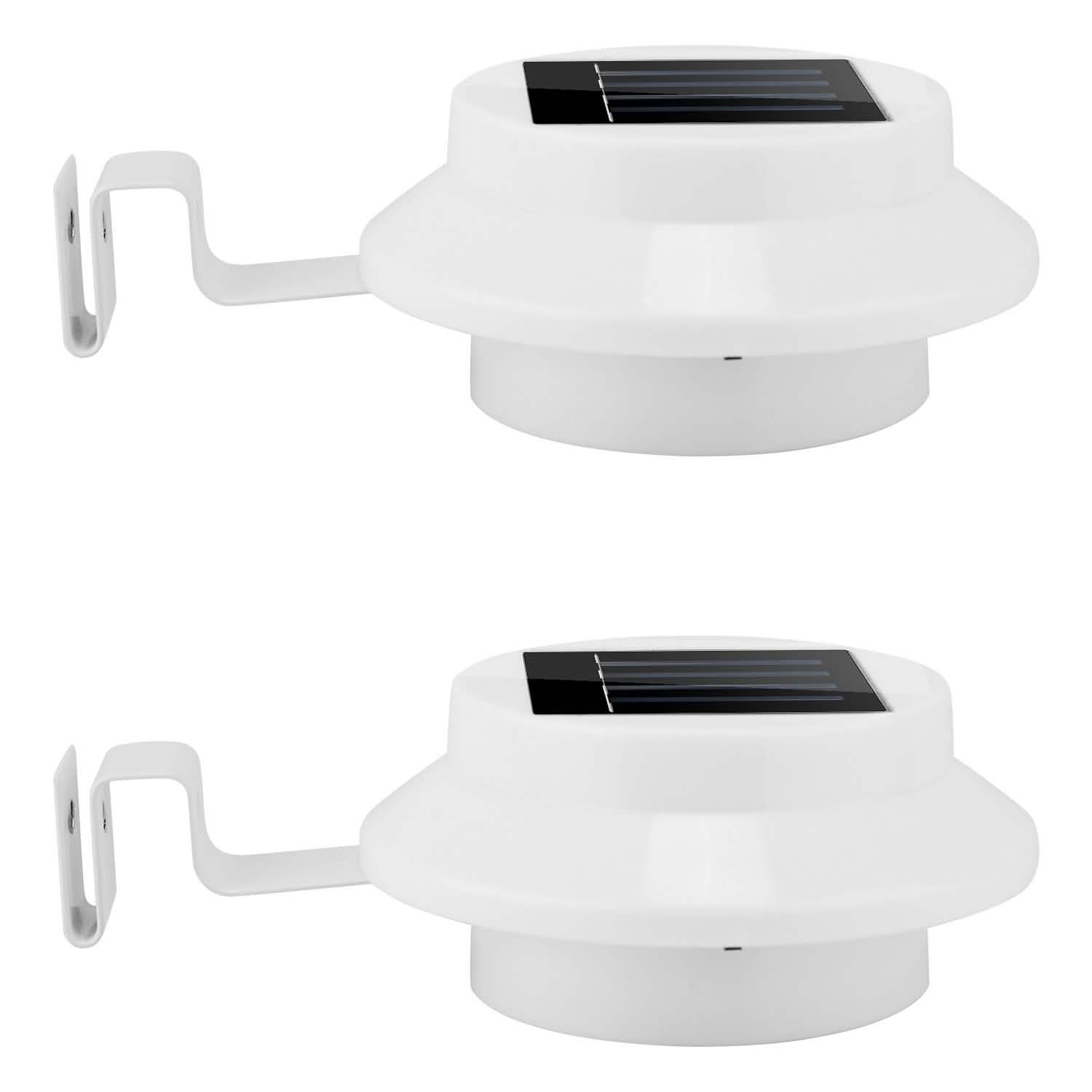 2-Pack: Solar Powered Gutter Lights White Outdoor Lighting - Tophatter Daily Deals