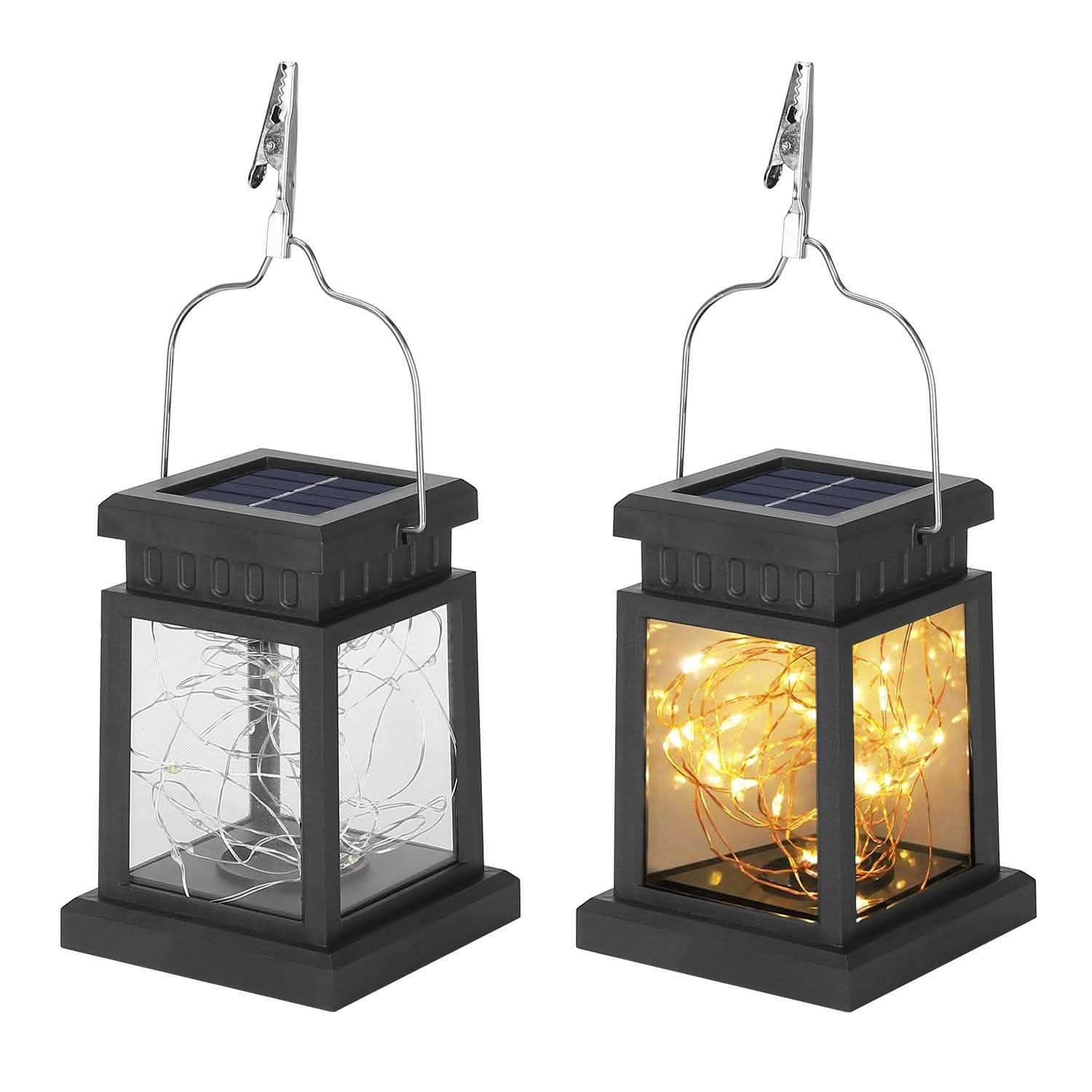 2-Pack: Solar Powered Hanging Lights 30 LED Beads Outdoor Lighting - Tophatter Daily Deals