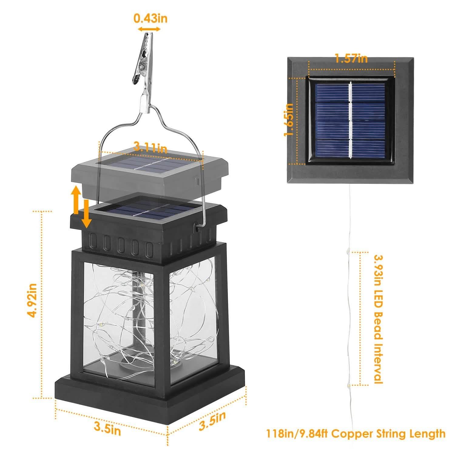 2-Pack: Solar Powered Hanging Lights 30 LED Beads Outdoor Lighting - Tophatter Daily Deals