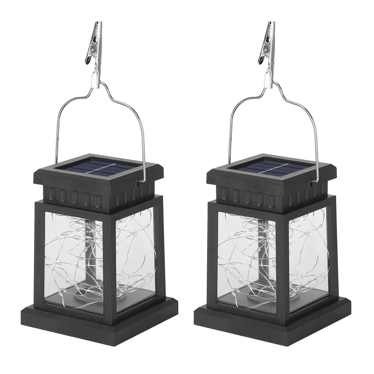 2-Pack: Solar Powered Hanging Lights 30 LED Beads Outdoor Lighting - Tophatter Daily Deals