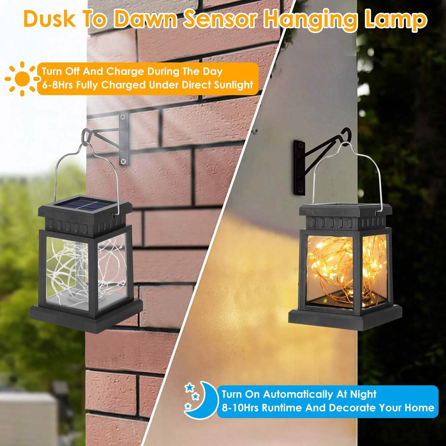 2-Pack: Solar Powered Hanging Lights 30 LED Beads Outdoor Lighting - Tophatter Daily Deals