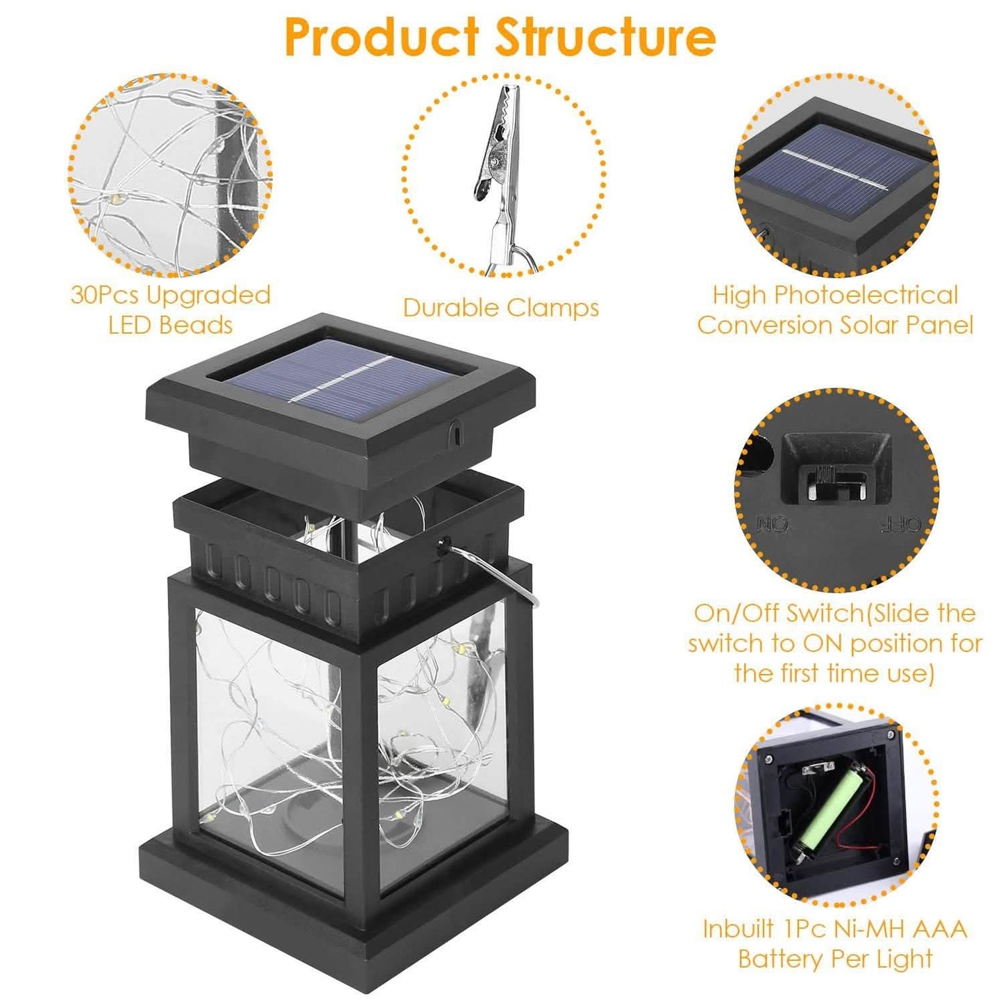 2-Pack: Solar Powered Hanging Lights 30 LED Beads Outdoor Lighting - Tophatter Daily Deals