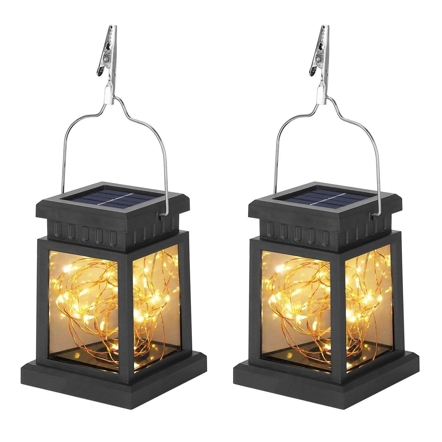 2-Pack: Solar Powered Hanging Lights 30 LED Beads Outdoor Lighting - Tophatter Daily Deals