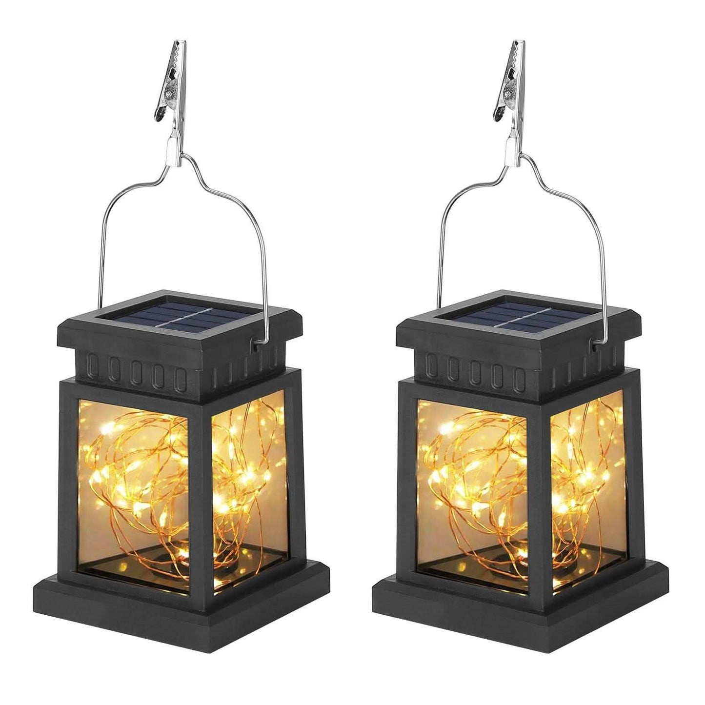 2-Pack: Solar Powered Hanging Lights 30 LED Beads Outdoor Lighting - Tophatter Daily Deals
