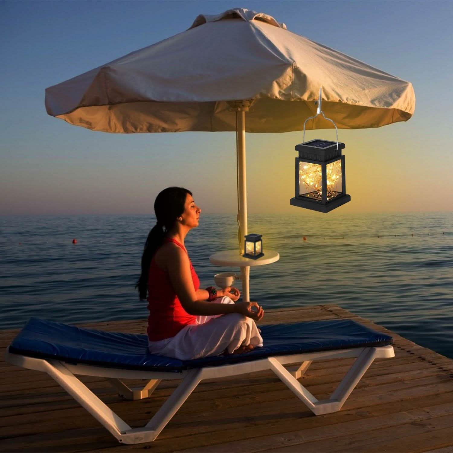 2-Pack: Solar Powered Hanging Lights 30 LED Beads Outdoor Lighting - Tophatter Daily Deals