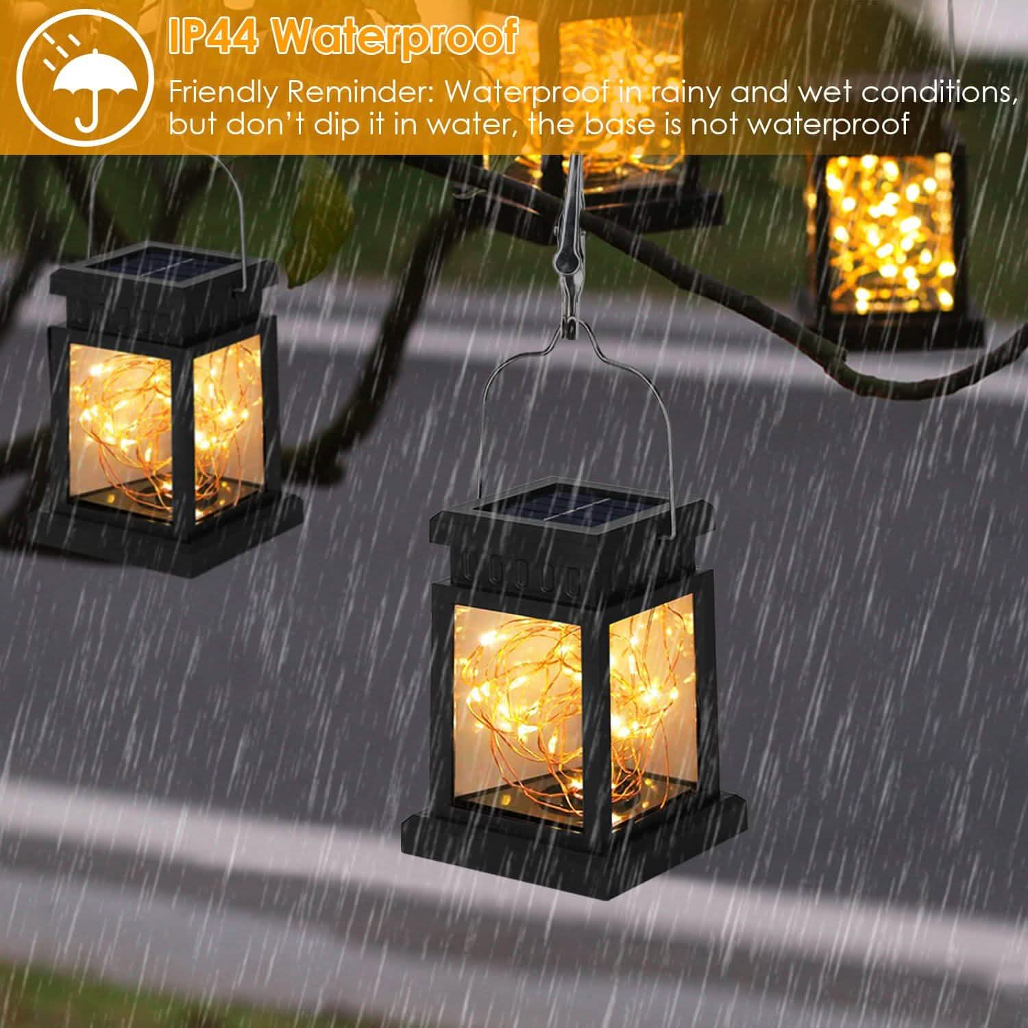2-Pack: Solar Powered Hanging Lights 30 LED Beads Outdoor Lighting - Tophatter Daily Deals