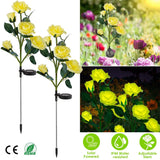 2-Pack: Solar Powered Rose Flower LED Decorative Lamp Outdoor Lighting - Tophatter Daily Deals