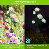 2-Pack: Solar Powered Rose Flower LED Decorative Lamp Outdoor Lighting - Tophatter Daily Deals