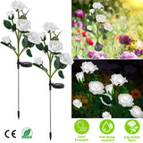 2-Pack: Solar Powered Rose Flower LED Decorative Lamp Outdoor Lighting - Tophatter Daily Deals