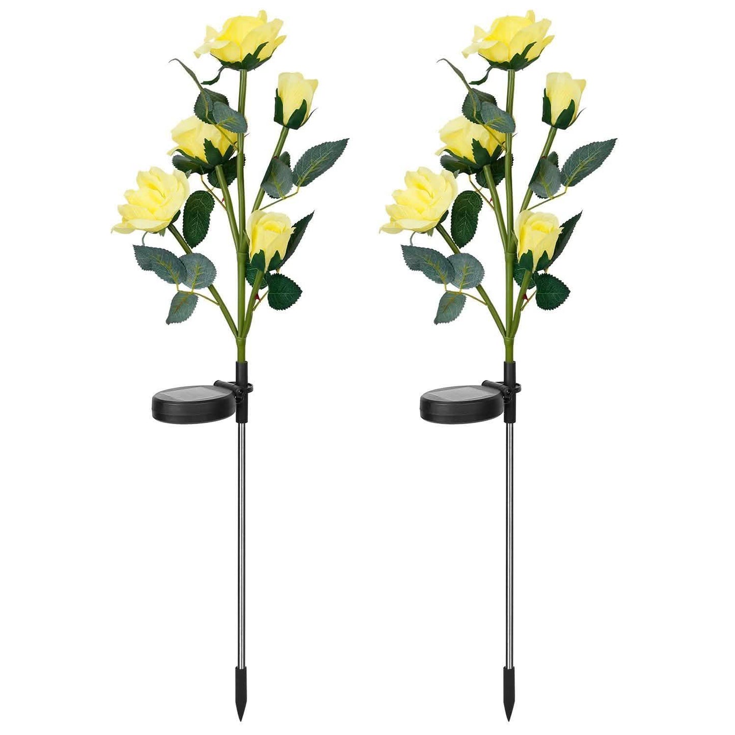 2-Pack: Solar Powered Rose Flower LED Decorative Lamp Outdoor Lighting - Tophatter Daily Deals