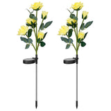 2-Pack: Solar Powered Rose Flower LED Decorative Lamp Outdoor Lighting - Tophatter Daily Deals