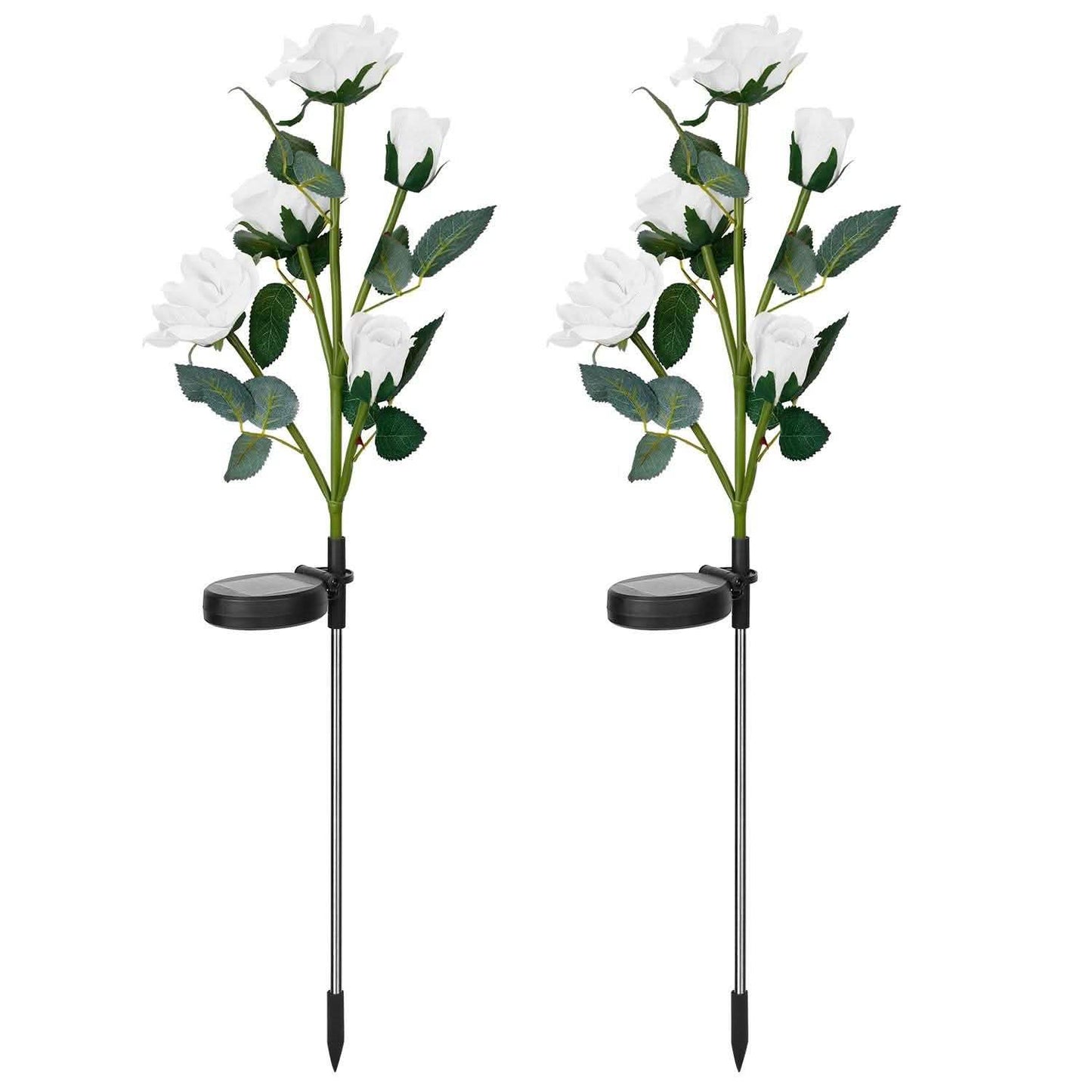 2-Pack: Solar Powered Rose Flower LED Decorative Lamp Outdoor Lighting - Tophatter Daily Deals