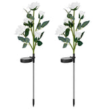 2-Pack: Solar Powered Rose Flower LED Decorative Lamp Outdoor Lighting - Tophatter Daily Deals