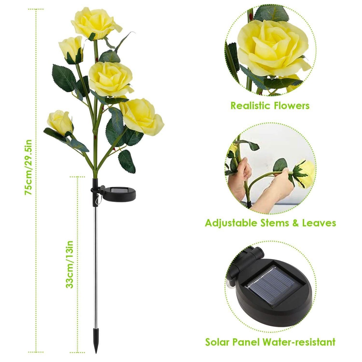 2-Pack: Solar Powered Rose Flower LED Decorative Lamp Outdoor Lighting - Tophatter Daily Deals