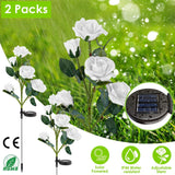 2-Pack: Solar Powered Rose Flower LED Decorative Lamp Outdoor Lighting - Tophatter Daily Deals